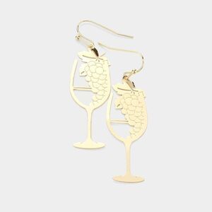5/$25  Champagne Glass Gold Grape Earrings